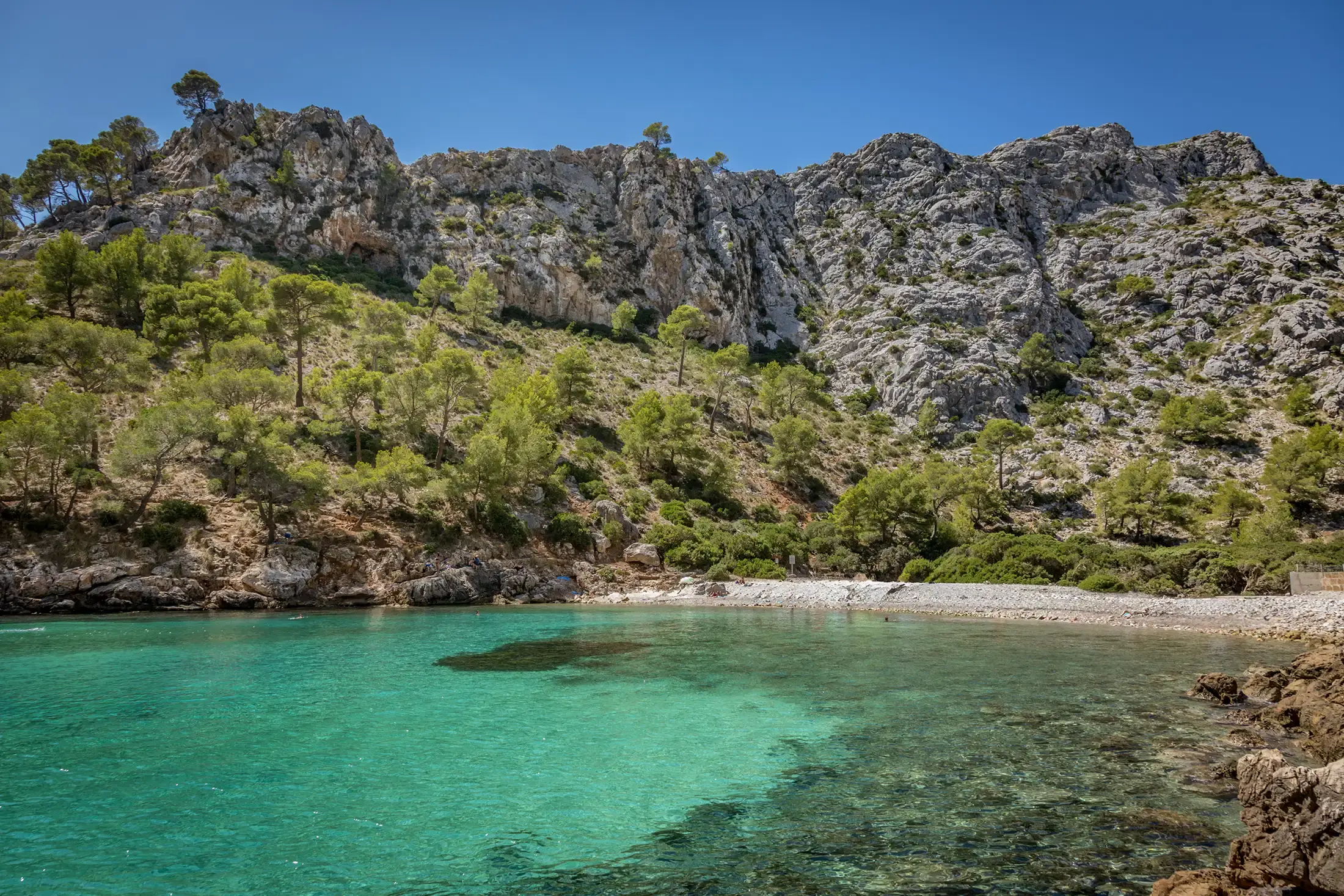 Cala Murta en Pollença, Mallorca, desde un llaüt de Blauxell
